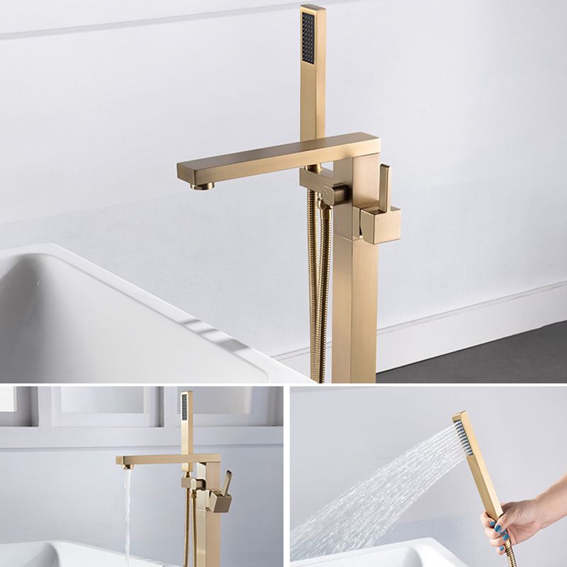 Floor Mounted Metal Freestanding Tub Filler Swivel Freestanding Tub Filler Trim in Gold