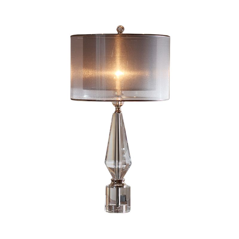 1 tête de salon de bureau clair léger de table de nuit gris moderne avec nuance de tissu cylindrique