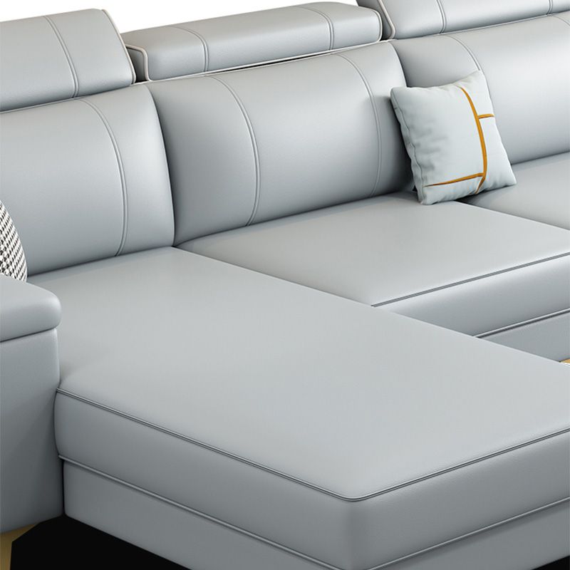 Faux Leather High Back Pillow Top Arm Sectional Wear and Stain-Resistant Sofa