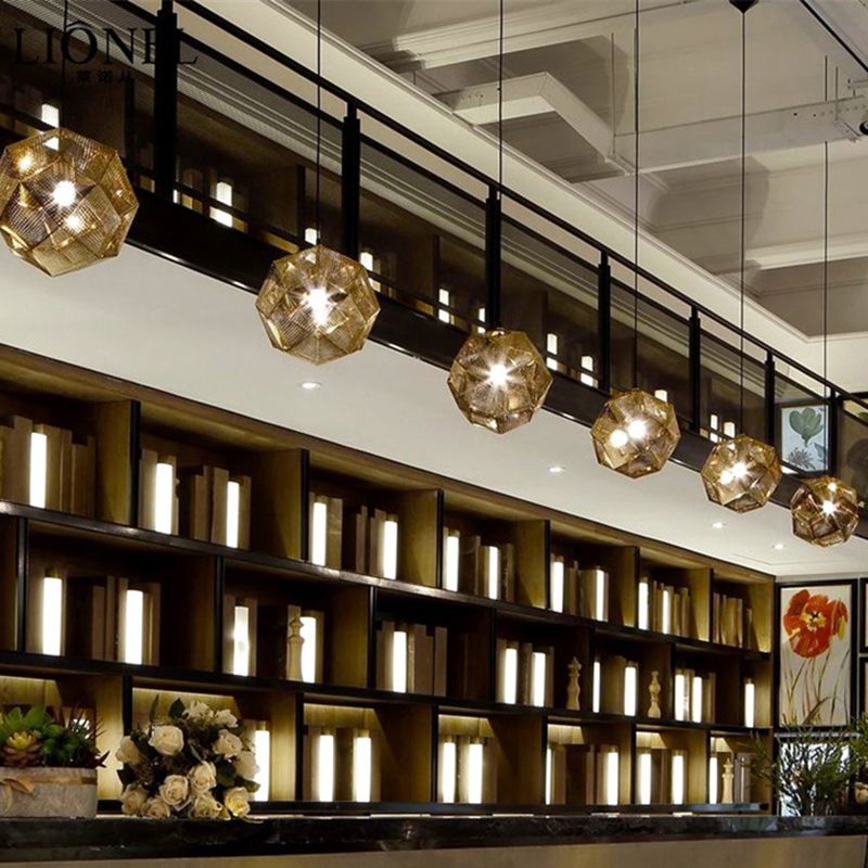 Faceed Globe Suspension Lighting Postmodern Metall 1-Bulb Restaurant Anhänger Licht