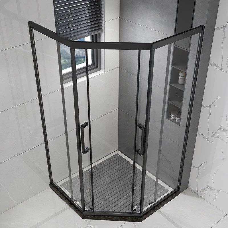 Tempered Frame Shower Doors Black Transparent Shower Bath Door