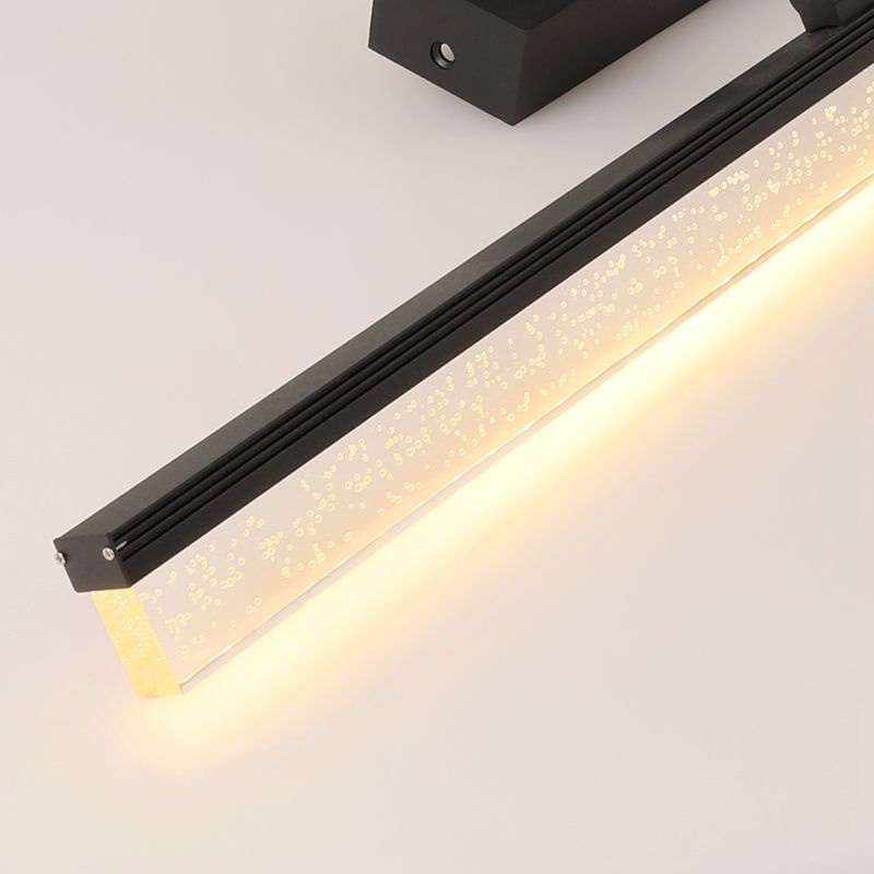 Metal Linear Shade Wall Light Modern 1 Light Mirror Wall Mounted Light Fixture in Black