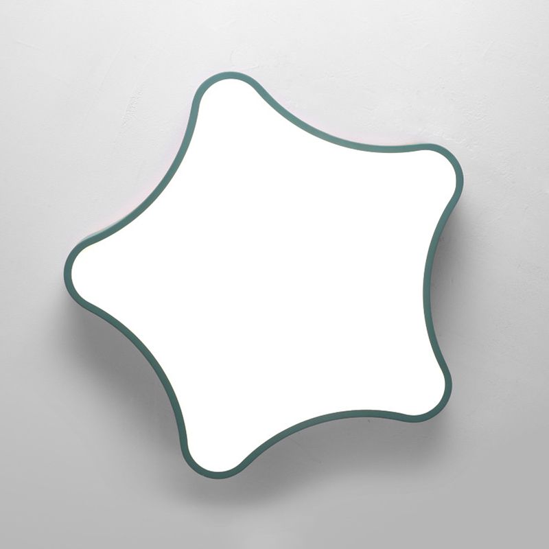 Star Girls Bedroom Flush Ceiling Light Acrylic LED Contemporary with Wood Backplate