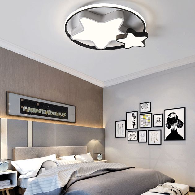 Dubbele Pentagram Acryl LED Plafond Licht Kinderen Kamer Creatief Flush-mount Verlichting