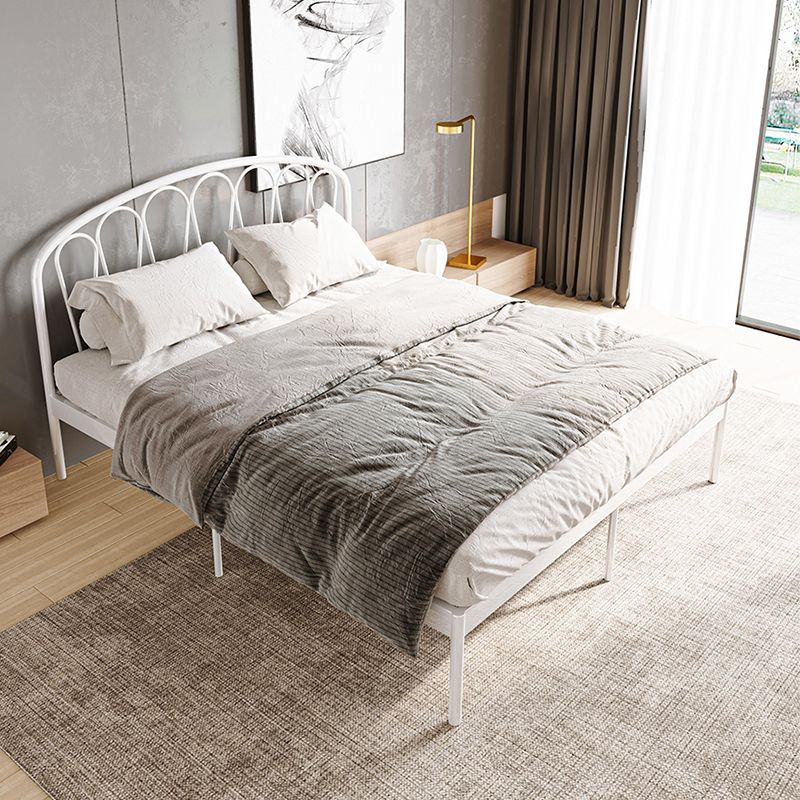 Glam Open-Frame Bed with Arched Headboard, 48" Tall Metal Bed