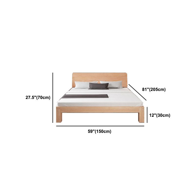 Scandinavian Solid Wood Panel Bed with Rectangular Headboard
