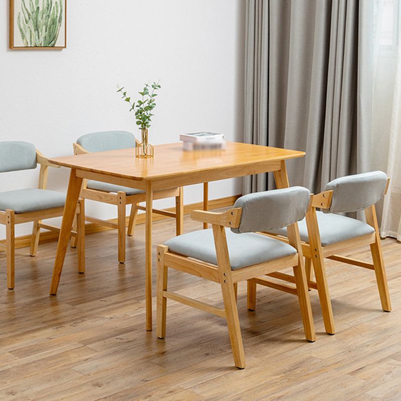 Upholstered Dining Arm Chair PU Leather Open Back Armchair with Wood Legs