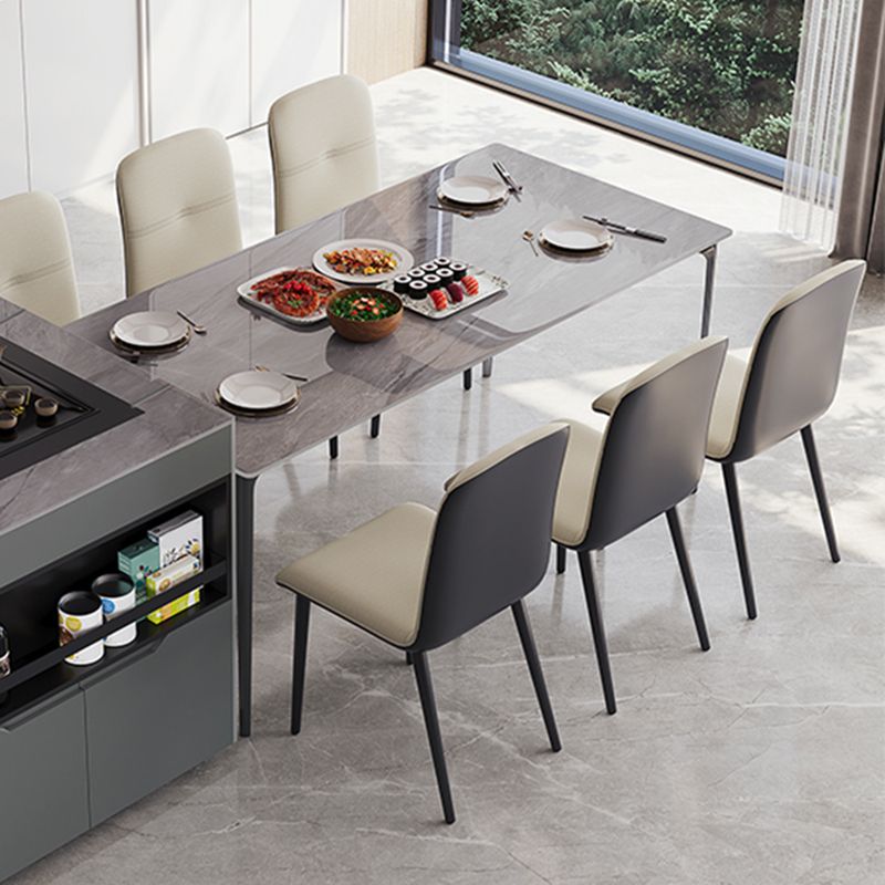 Stone Top Dining Room Dinner Kitchen Table Rectangle Dining Table with 4 Legs