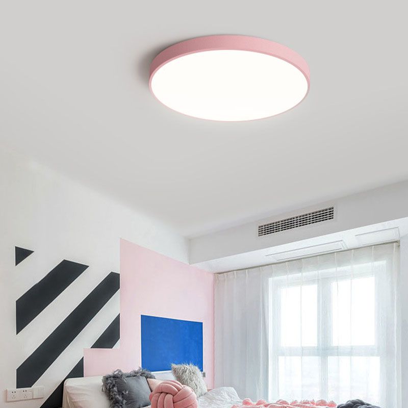 Lampada da soffitto rotonda moderna Macaroon Acrilico 1 Luce LED Flush Mount per camera da letto