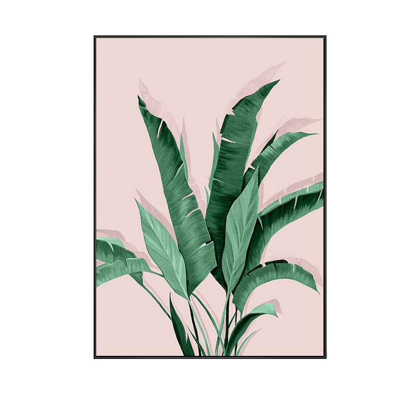 Pastel Color Leaves Painting Modern Style Textured Wall Art Decor for Girls Room