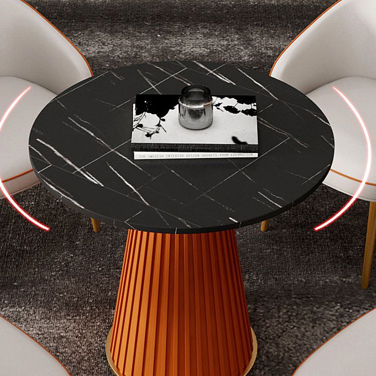 1/3/4/5 Pcs Metal Modern Dining Room Set with Round Table and Metal Base Dining Set