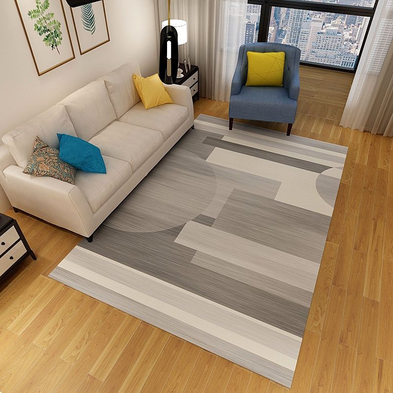 Brown Modern Area Rug Polyester Geometric Rug Washable Rug for Living Room