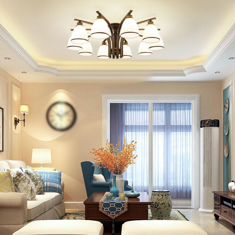 Black Semi Flush Mount Lighting Modern Style Glass Conical Semi-Flush Mount Ceiling Light