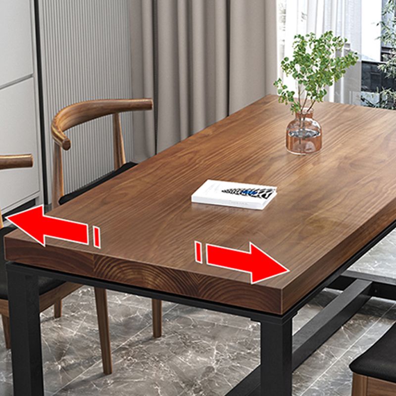 Industrial 1/2/5 Pieces Dining Set Rectangle Natural Trestle Dinette Set with Black Base