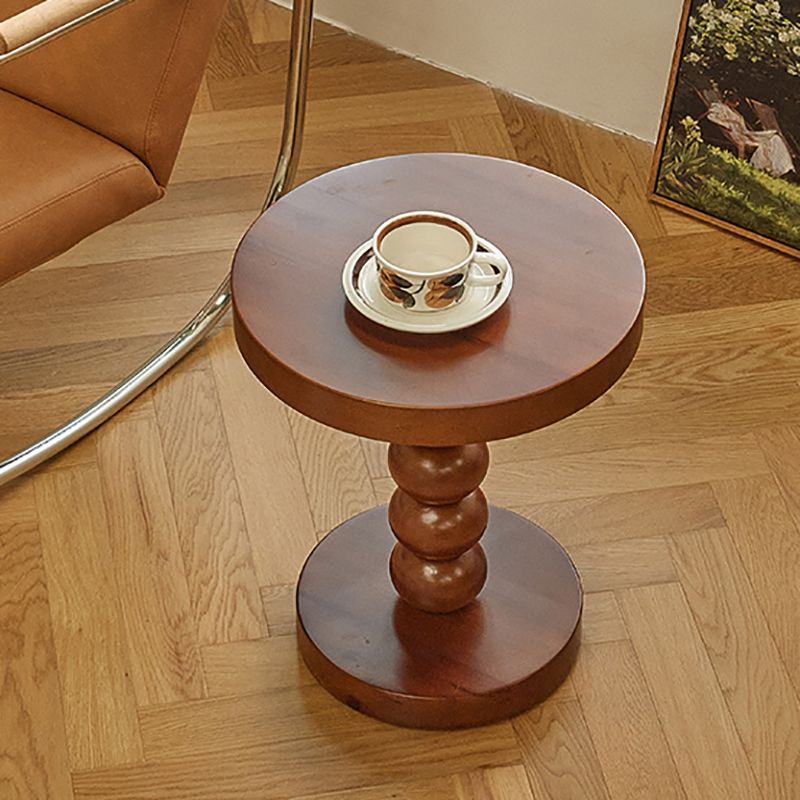 Round Solid Wood Side Table Scandinavian 20" Tall Pedestal End Table