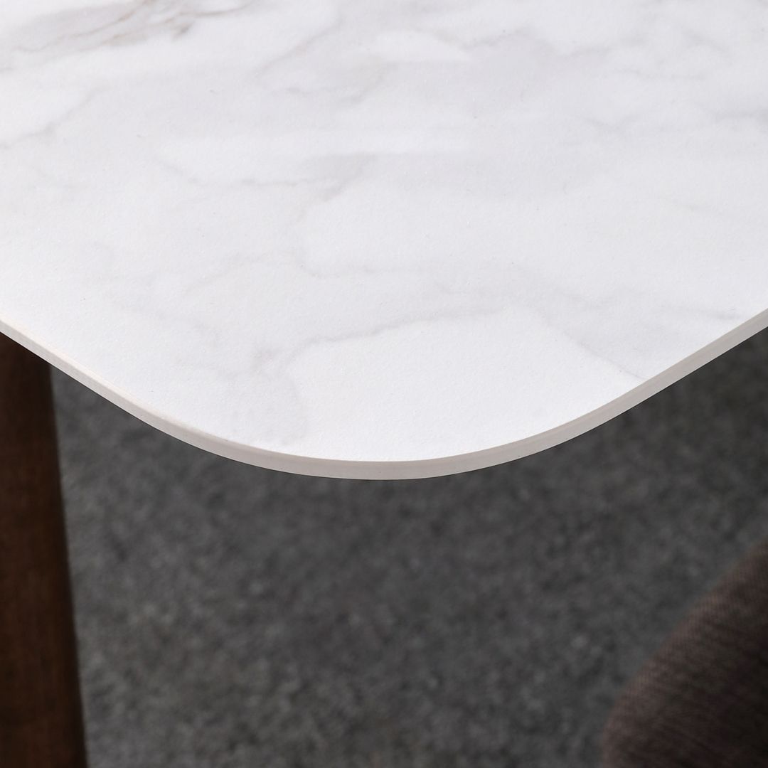 Contemporary Sintered Stone Dining Table Rectangular 4 Legs Table in White