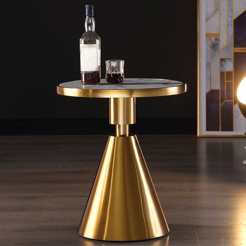 Glam Glossy Marble/Stone Top End Table Stainless Steel Pedestal Sofa Side Table