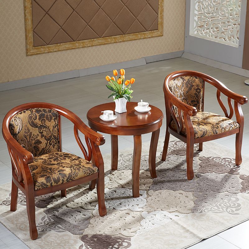 Traditional Dining Arm Chair Wood Frame Upholstered Arm Chair