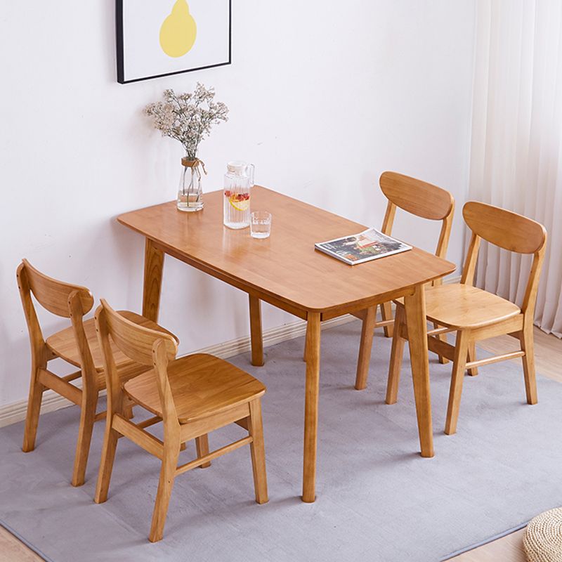 Chaise d'appoint en bois scandinave Home Chaise de salle à manger à dossier ouvert naturel (Ensemble de 2)