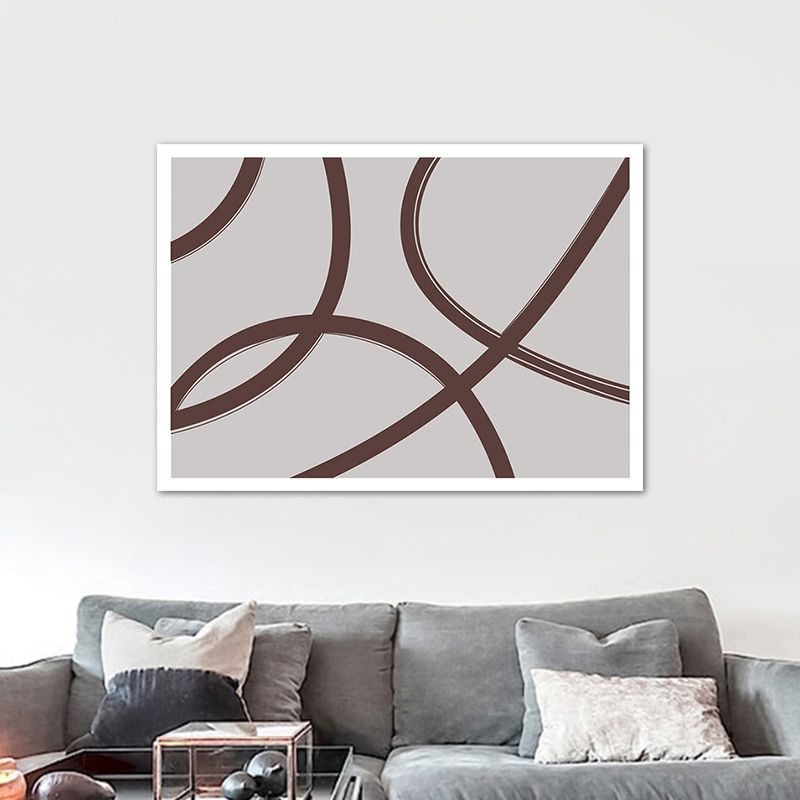 Twisted Lines Canvas Wall Art Minimalism Textured Wall Decor in Brown on Grey for Home