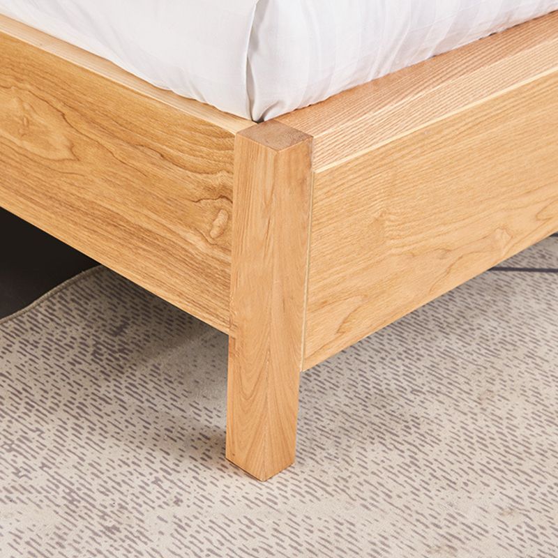Tropical Solid Wood Panel Bed Rectangular Solid Color Standard Bed