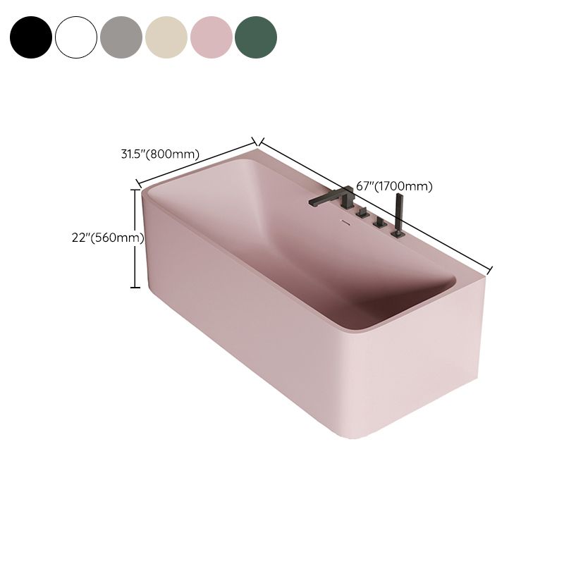 Modern Stone Soaking Bathtub Rectangle Back to Wall Bathtub With Faucet