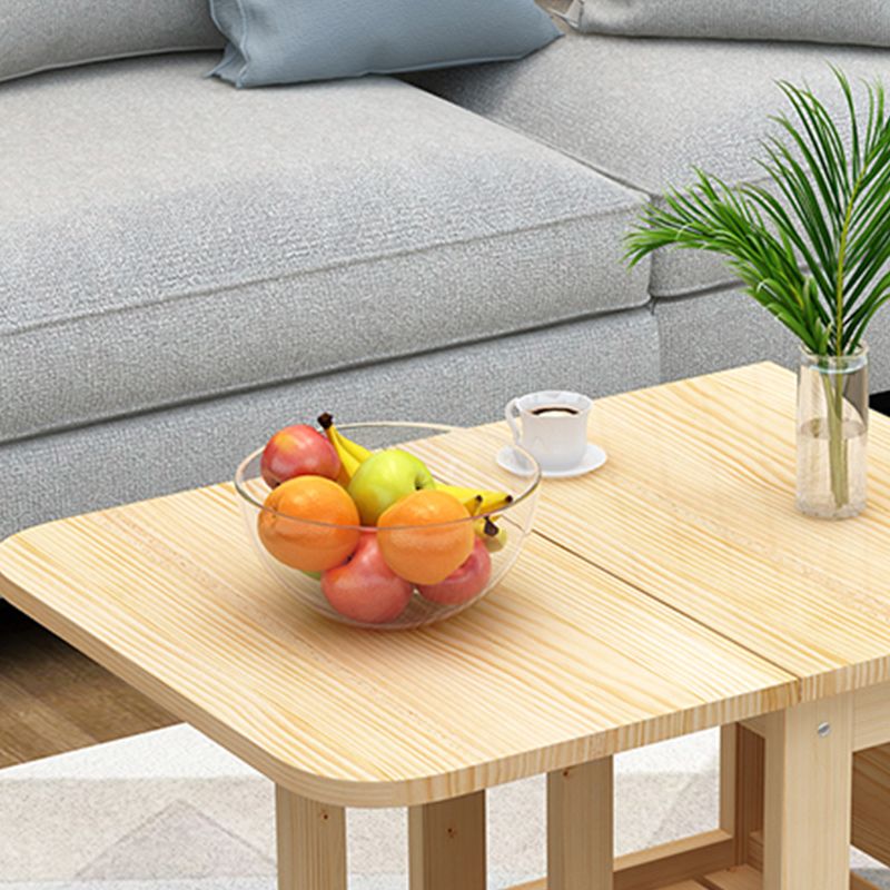 Contemporary Natural Rectangle Coffee Table Single Folding Cocktail Table