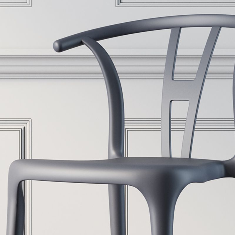 Scandinavian Plastic Dining Room Chair Slat Back Stacking Side Chair
