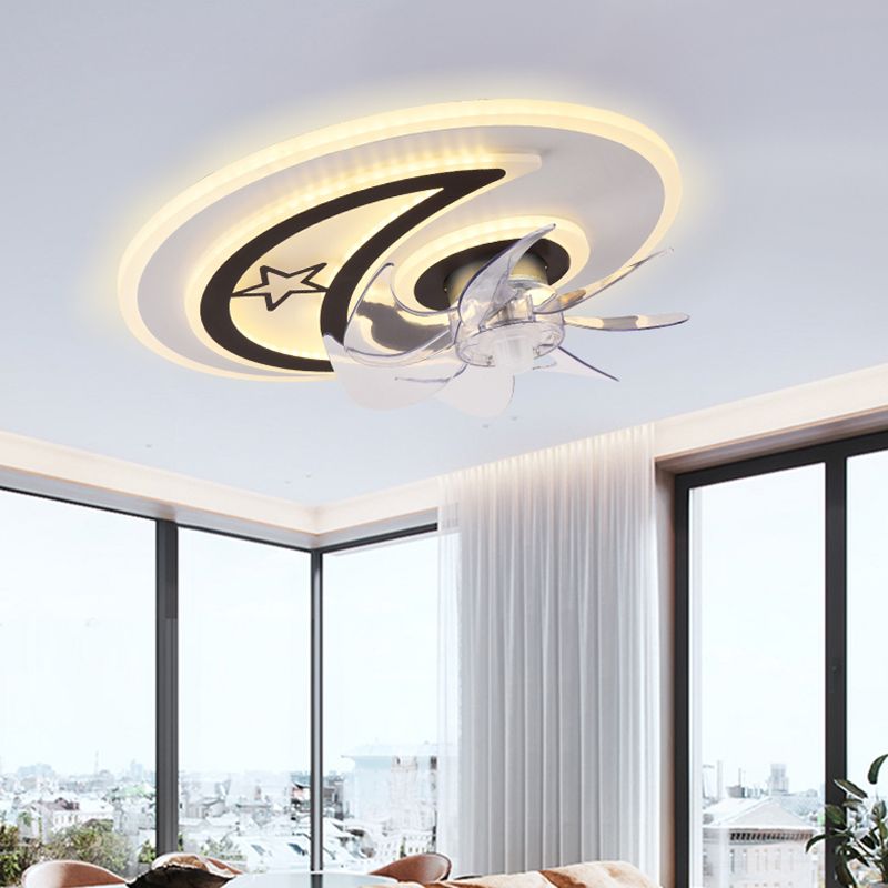 Black and White Disc Shaped Fan Light Minimalist LED Acrylic Semi Flush Mount Lighting