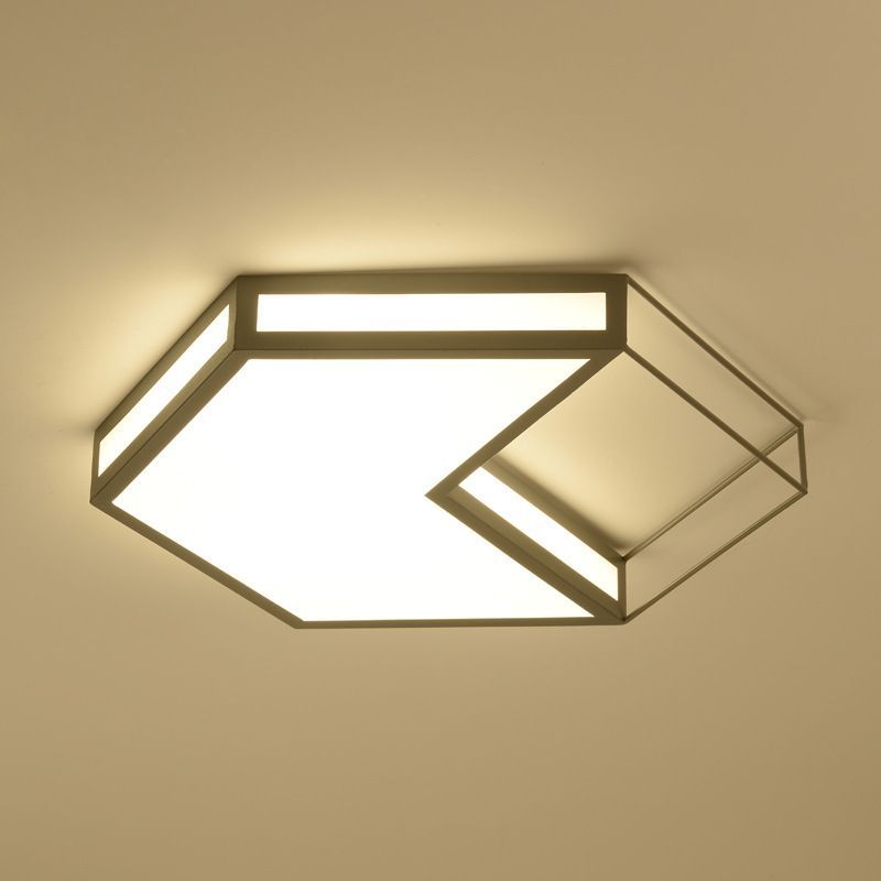 Black/Grey Hexagon/Square Flush Light Modern Acrylic Led Ceiling Flushmount in Third Gear