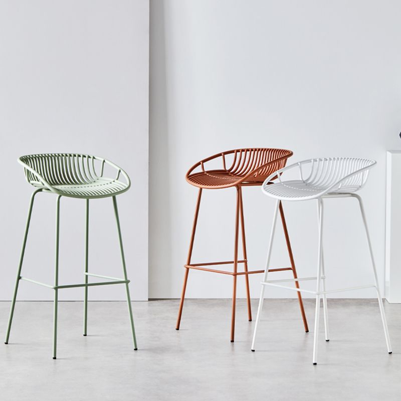 Contemporary Metal Bar Stool Bucket Counter Bar Stool with Metal Legs