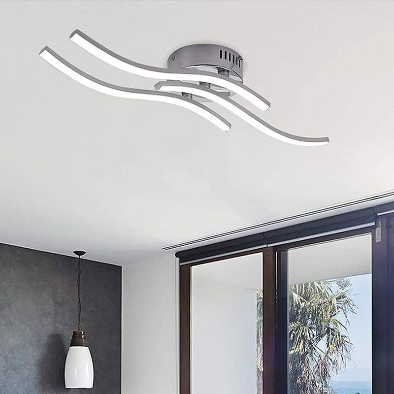 Luminaire semi-encastré Wave en aluminium, plafonnier moderne à montage encastré