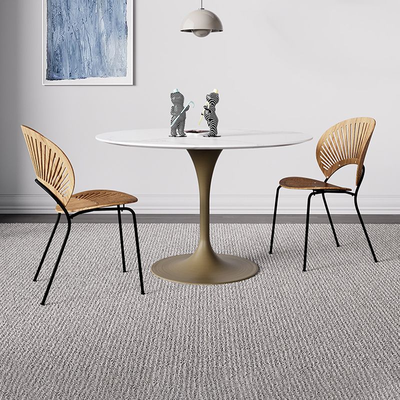 Simple Round Stone Top Dining Table Metal Base Dining Table for Living Room