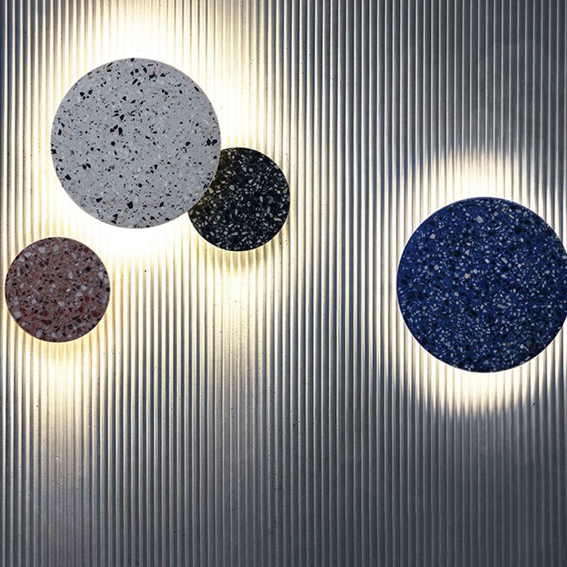 Nordic Style LED Wall Light Geometry Round Colorful Wall Lamp with Stone Shade for Bedroom