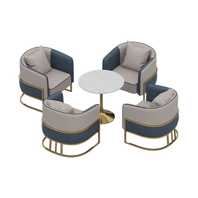 Glam Kitchen Dining Room Set Standard Height with Round Top and Gold Leg Dining Furniture