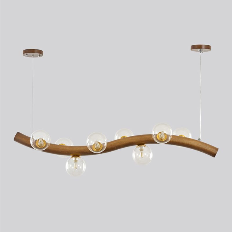 Modernism 6/8/10-Light Kitchen Island Lighting Wooden Island Pendant Lighting in Beige