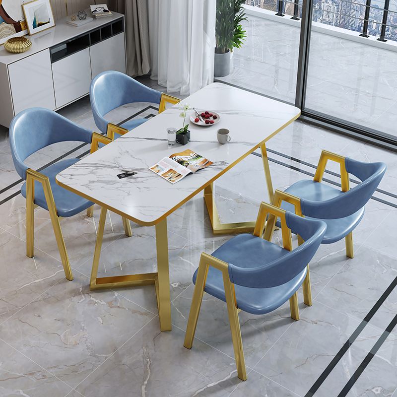 5 Piece Rectangle Shape Wood Top Dining Room Chair and Table Set