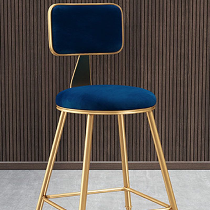 Glam Round Bar and Counter Stool Low Back Stool with 4 Legs in Gold