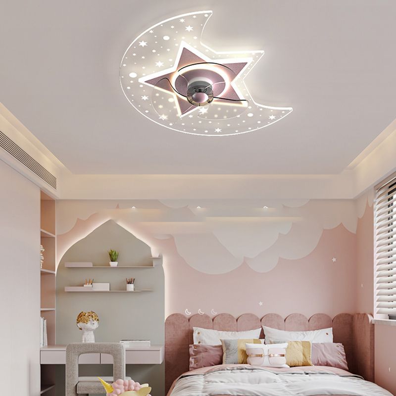 Amella a forma di fiore Ventola di ventola per bambini Multi Lights Lampada a ventola del soffitto