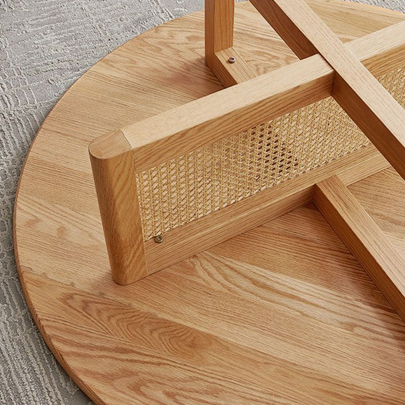 Round Solid Wood Coffee Table Cross Legs Coffee Cocktail Table