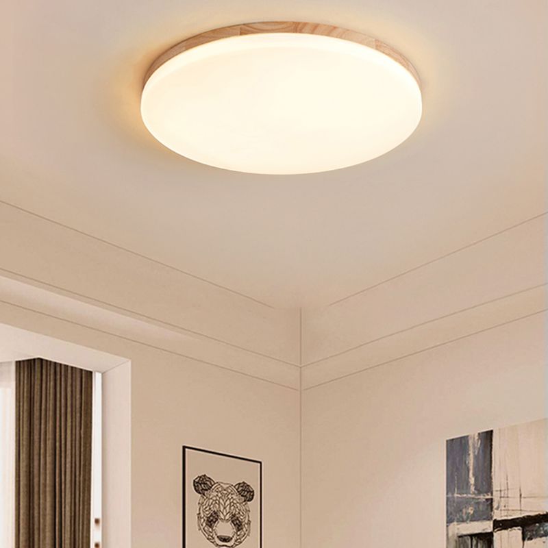 Wooden Modern Flush Mounted Ceiling Lights LED Ceiling Mount Lighting for Living Room