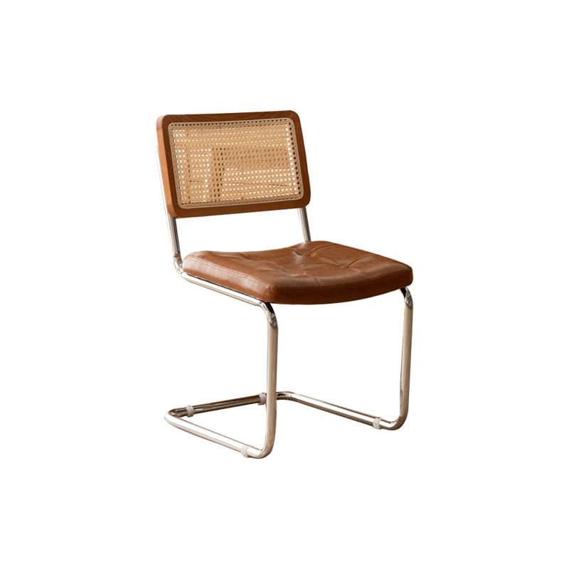 Leather Side Chair Industrial Metal Base Dining Chair for Home Use