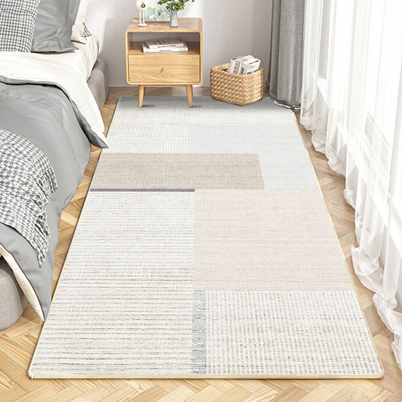 Modern Line Rug Beige Polyester Indoor Rug Washable Rug for Home Decor