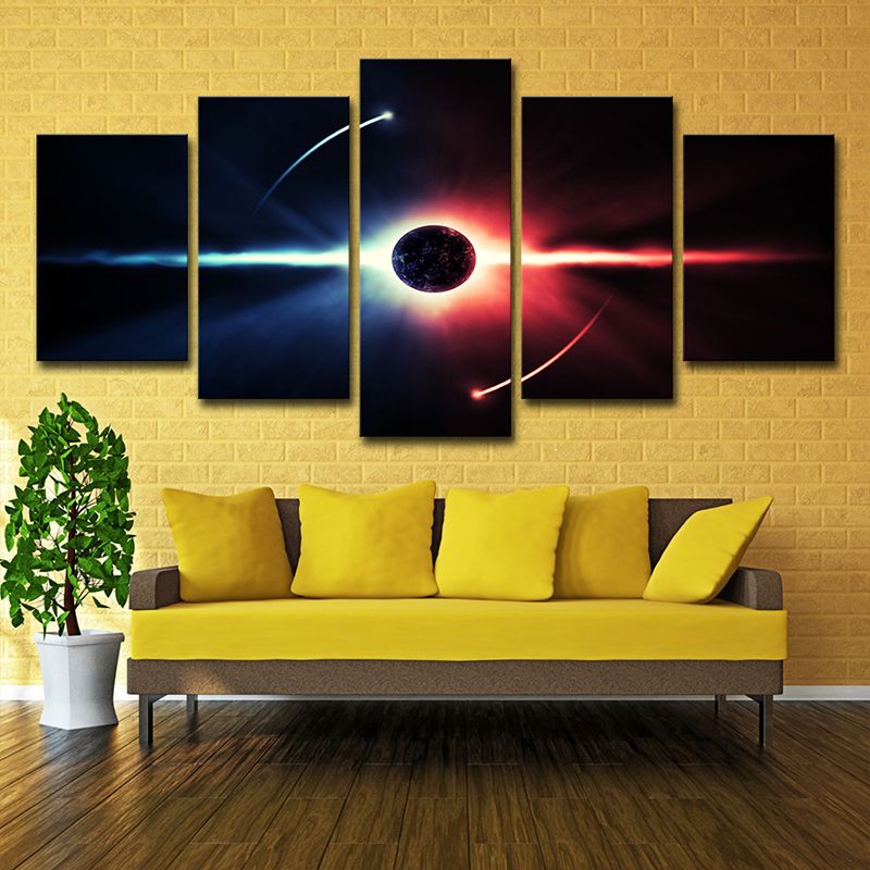 Black Sci-Fi Canvas Art Digital Print Cosmos Eclipse Wall Decor for House Interior
