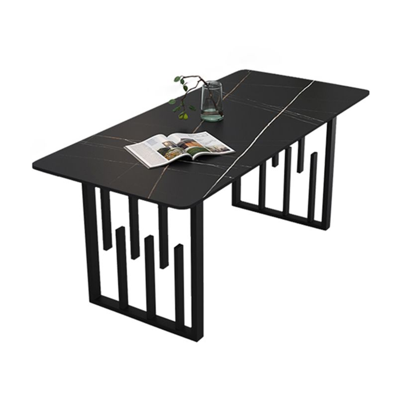 Traditional Luxury Dining Table Metal Double Pedestal Rectangle Counter Dining Table