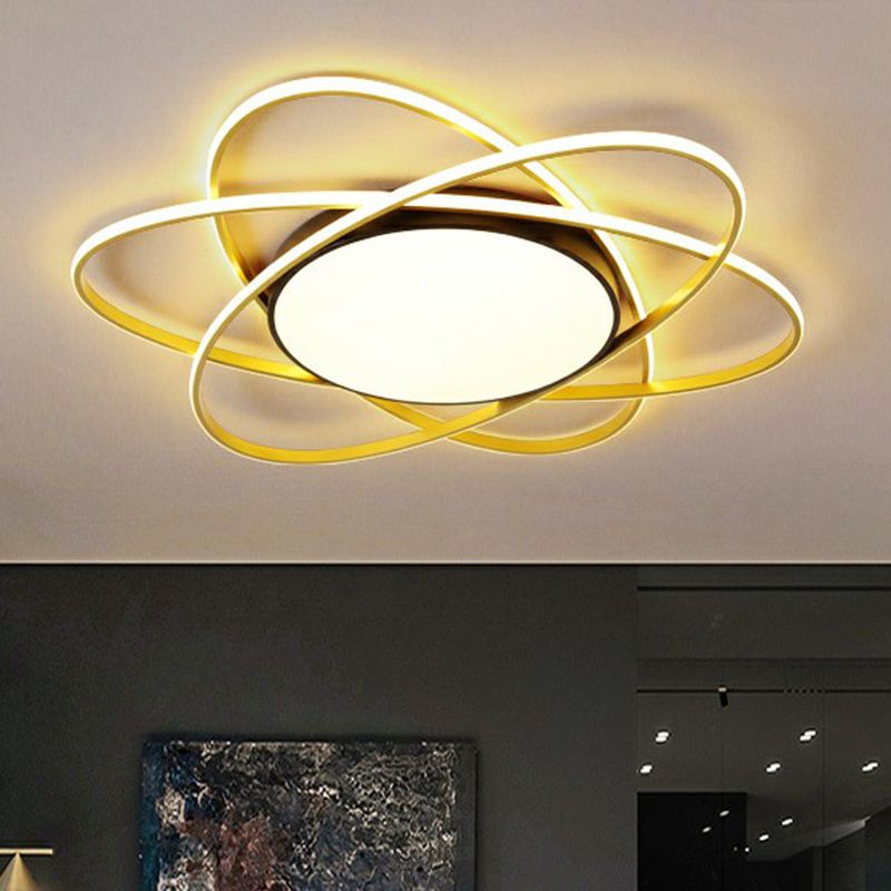 Metallic Floral Surface Mounted Led Ceiling Light Modern Black Flush Mount Light Fixture