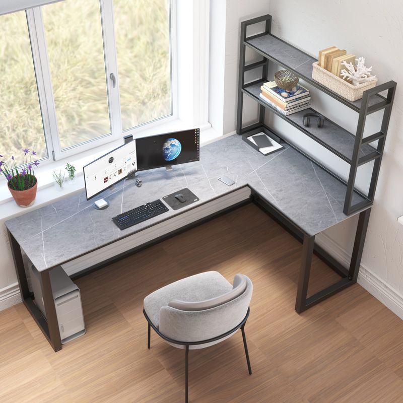 Modern L-Shape Writing Table Sintered Stone Office Working Desk