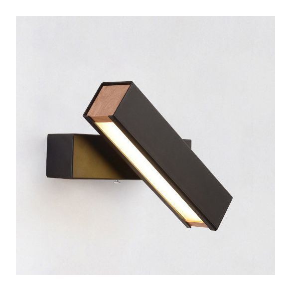 Wooden Rectangular LED Wall Lamp in Modern Simplicity Iron Rotatable Wall Sconce with Acrylic Shade