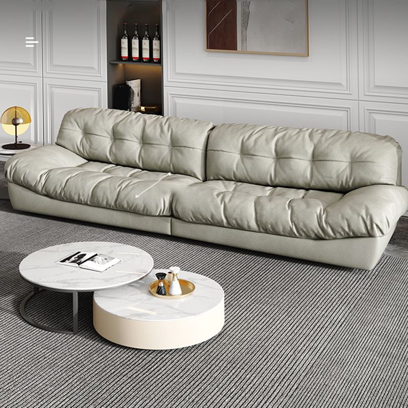 Modern Style Sofa with Pillow Back Sponge Cushion Frosted Velvet & Imitation Leather