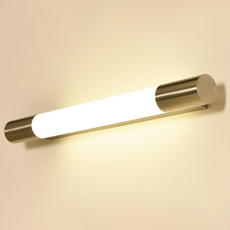 1 Light Metal Linear Wall Lighting Modern Style Mirror Wall Mount Light Fixture in Nickel
